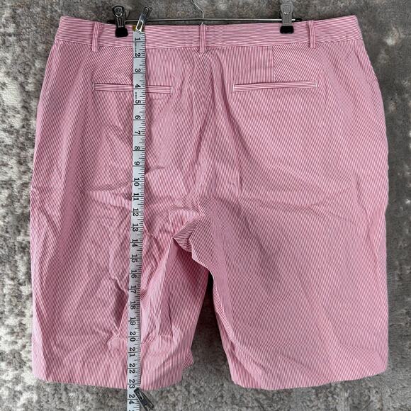 Ralph Lauren Active Plus Size 16W Striped Flat Front Shorts Pink Snap Button Zip - Picture 2 of 10